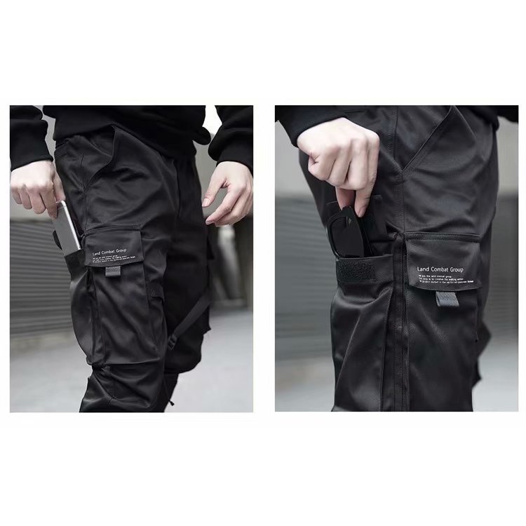 Quần Túi Hộp Dáng Ôm Màu Đen Thời Trang Đường Phố Cho Nam 5XL