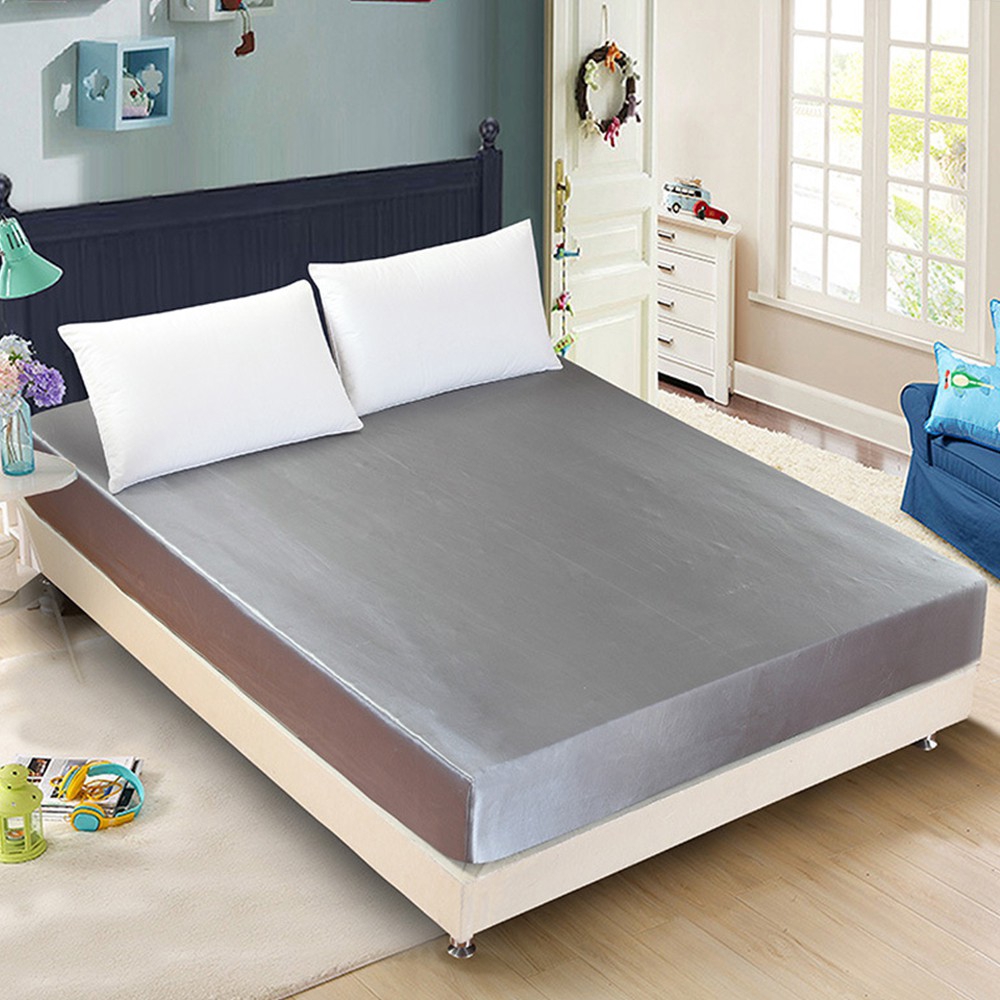 Bộ sản phẩm ra trải giường 1.5 / 1.8m màu trơn bằng vải lụa