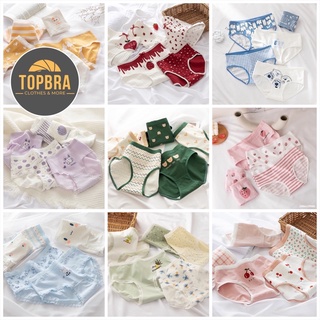 SET 5 Quần Lót Cotton Nữ Cute Dễ Thương Combo 5 Quần Chip Nữ Cạp Thấp TOPBRA