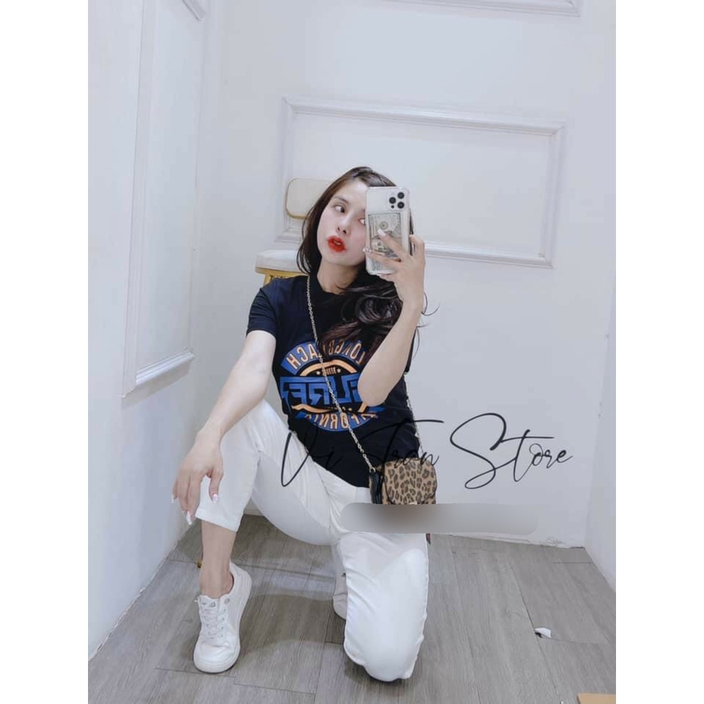 Áo thun nữ thun cotton in logo cách điệu siêu hot freesize