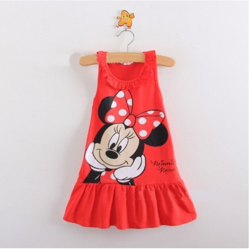 Đầm không tay đuôi cá in hình chuột Minnie đáng yêu cho bé