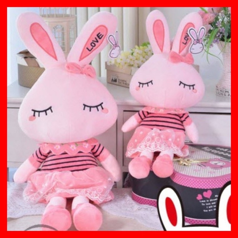 Gấu bông thỏ Hồng, thỏ đầm ngủ siêu đáng yêu