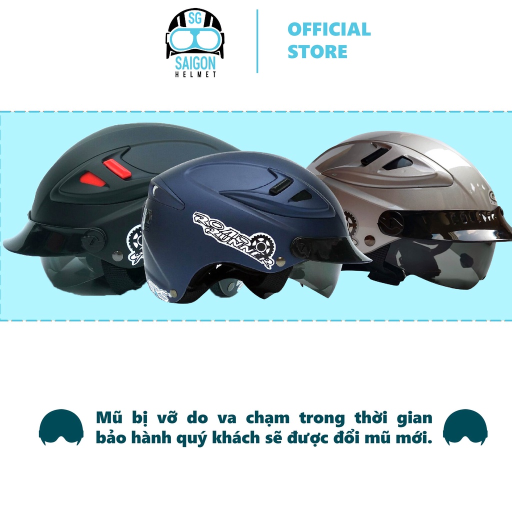 Nón bảo hiểm nửa đầu GRS A966 kính giấu lưỡi trai (nhiều màu)