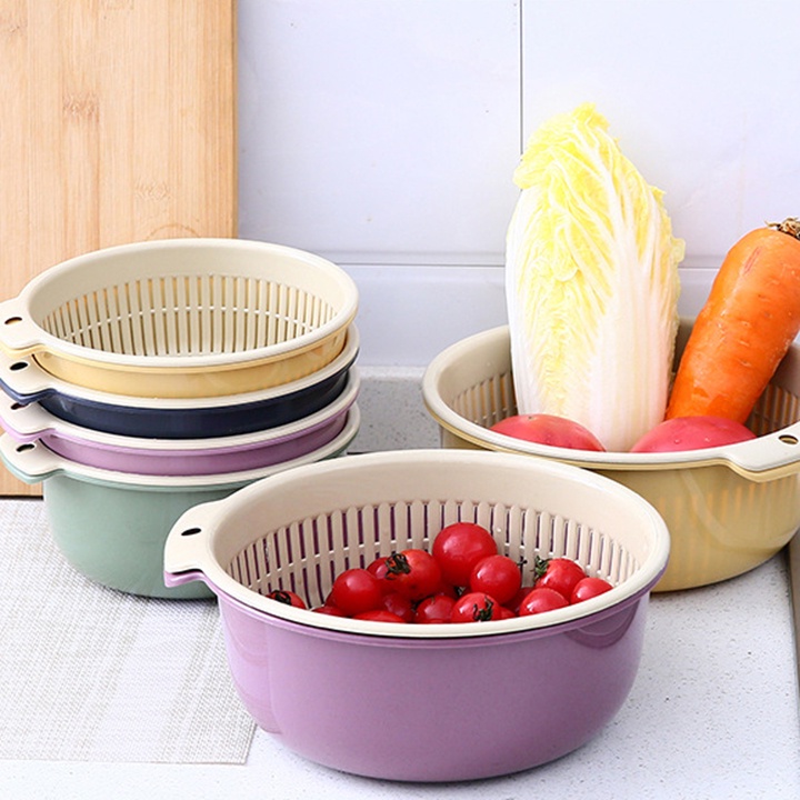 Bộ rổ giá lỗ và chậu thau 2in1 nhựa PP an toàn sức khỏe