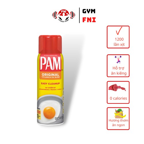 Dầu Ăn Kiêng, Dầu Xịt PAM 0 Năng Lương, 1200 Lần Xịt Origanal 12 oz