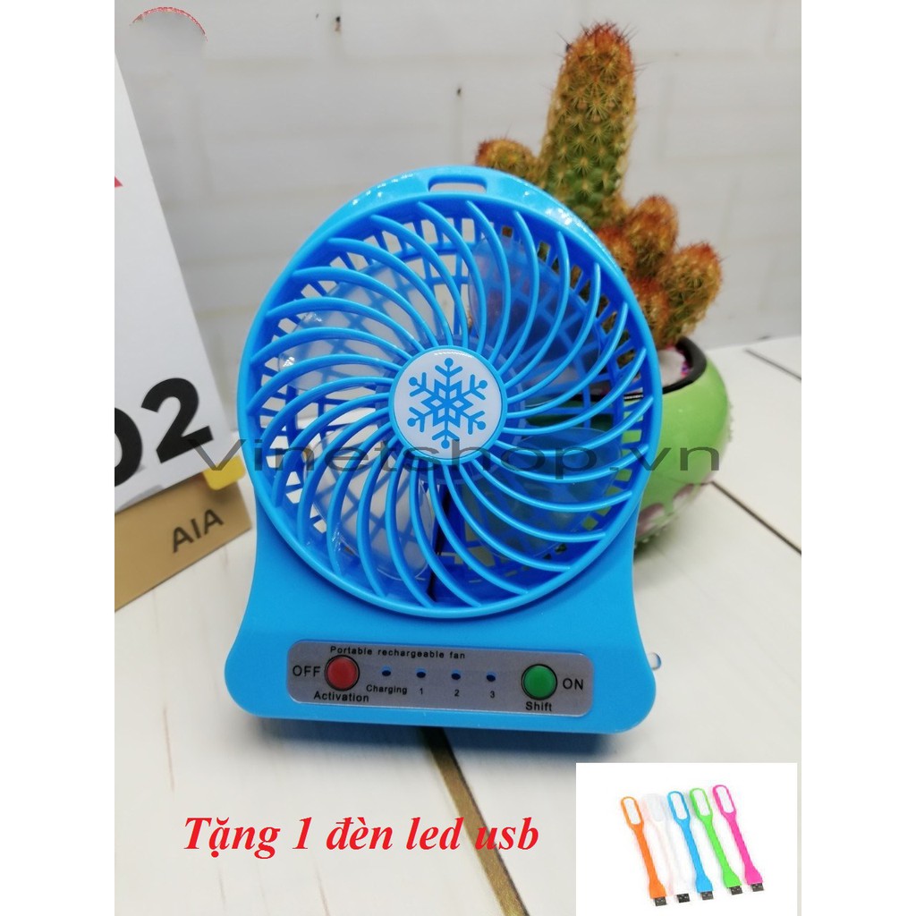 Quạt Sạc Tích Điện USB Mini Fan + Tặng 1 Đèn Led USB -dc1125