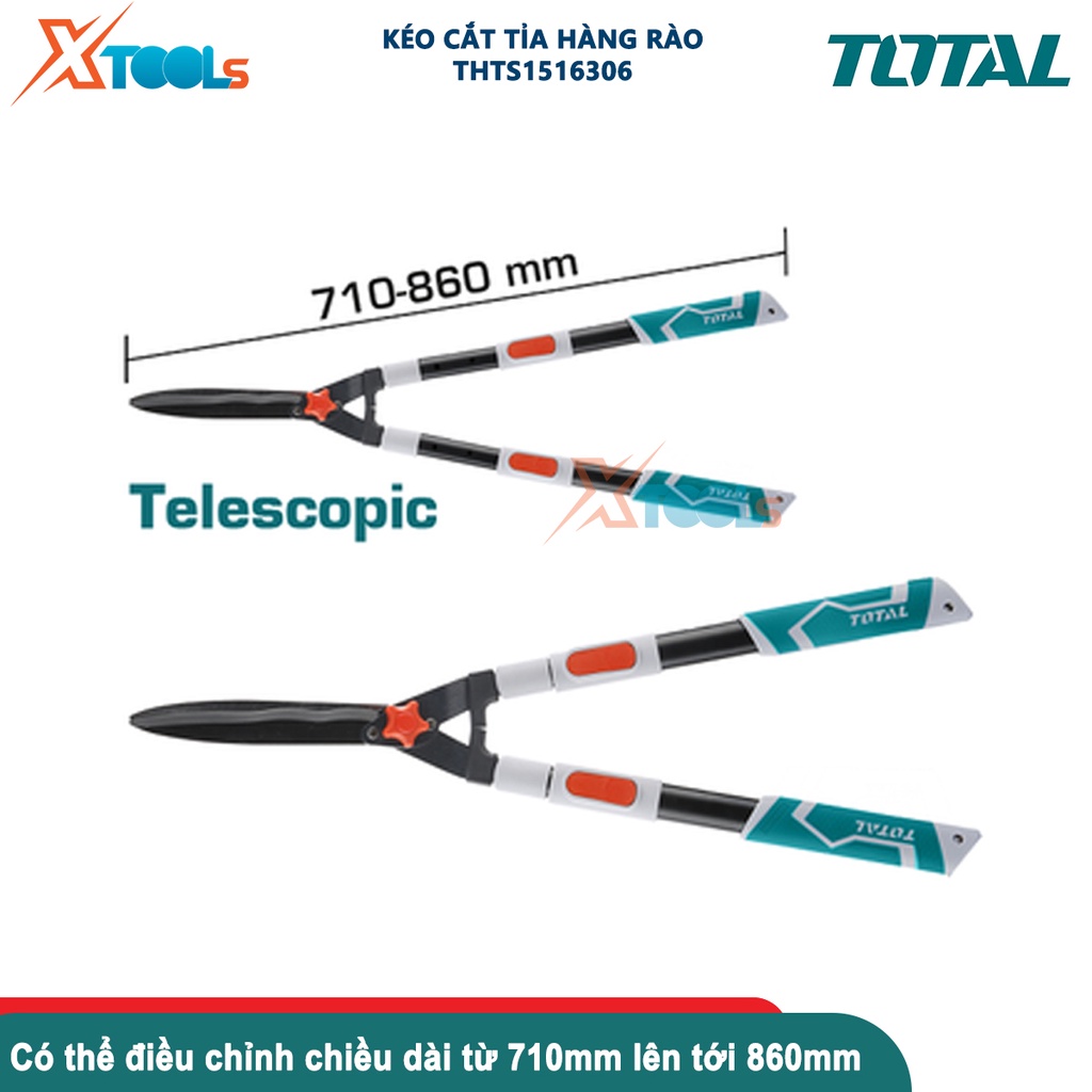 Kéo cắt tỉa cây TOTAL THTS1516306 có thể điều chỉnh kích thước từ 710mm - 860mm, chất liệu thép cacbon-CHÍNH HÃNG-XTOOLS