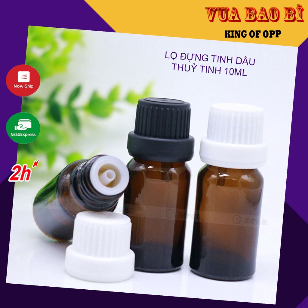 Chai lọ đựng tinh dầu thủy tinh nâu, chiết serum lọ 10ml, lọ chiết, KING OF OPP