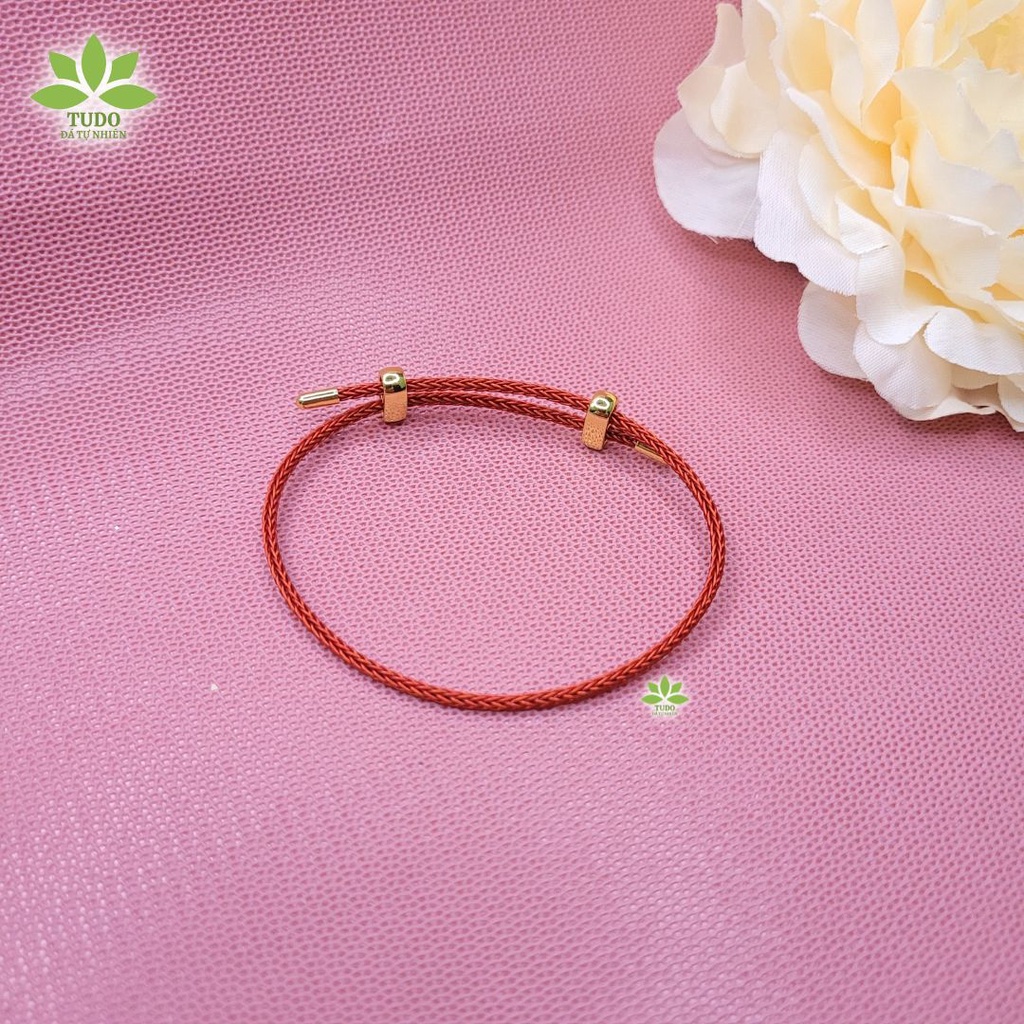 Vòng Tay Dây Cáp Đỏ, Đen Trơn Chốt Vàng Freesize Unisex TUDO - kèm cặp chốt chặn cao su