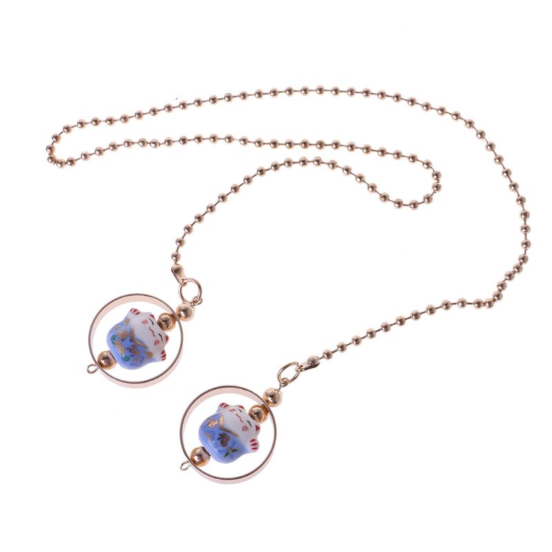 Phụ Kiện Treo Trang Trí Gương Chiếu Hậu Xe Hơi Hình Mèo May Mắn Bằng Gốm Sứ