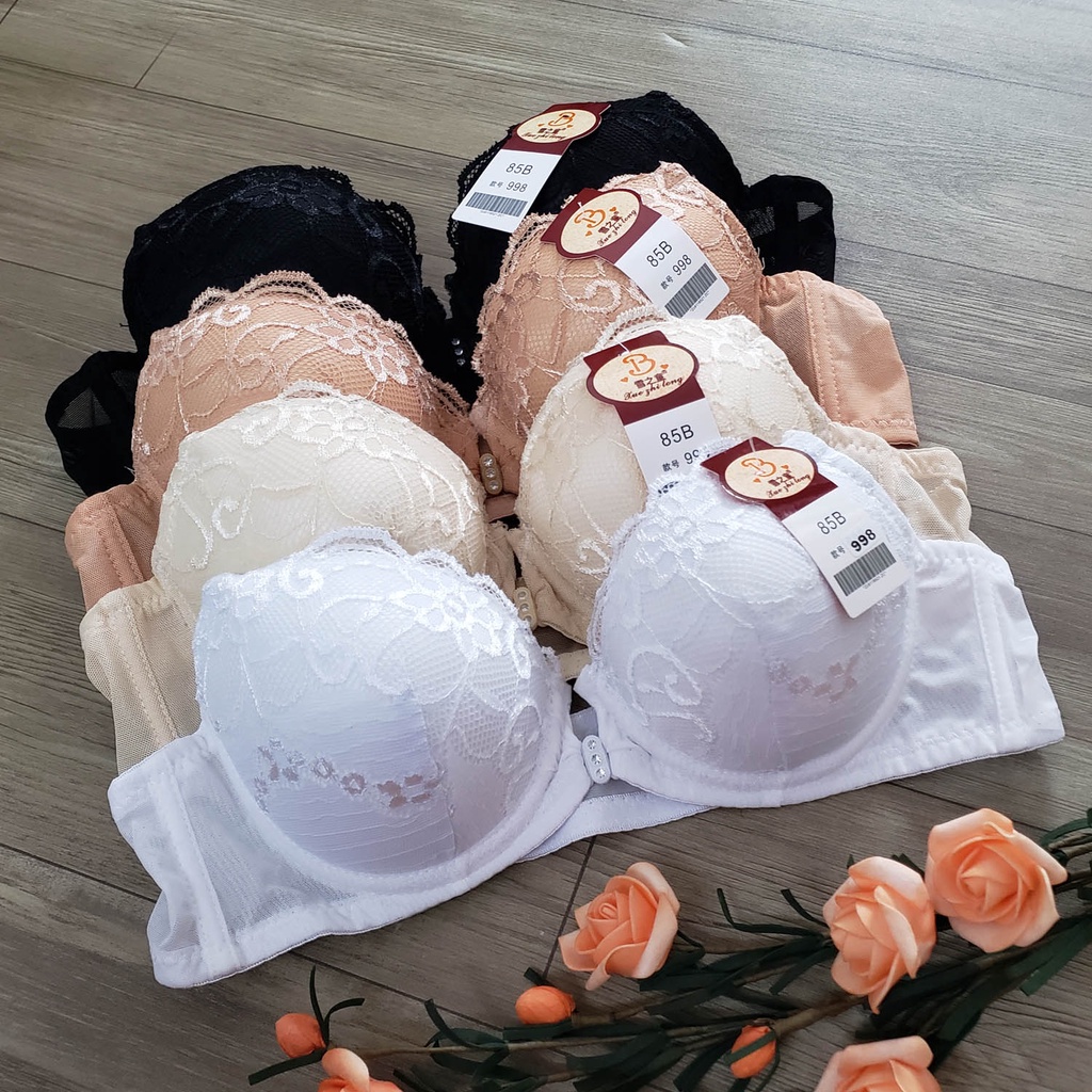 Áo ngực lót nữ cài trước phối ren lót có gọng nhựa mút 1cm đẹp giá rẻ