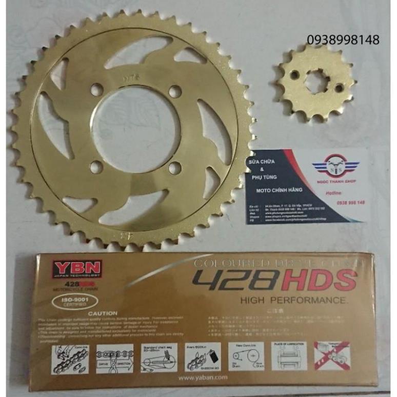 Bộ nhông xích đĩa, nhông sên đĩa Yamaha YB125 YB 125 YBR YBR125   NTS - ngocthanh_shop