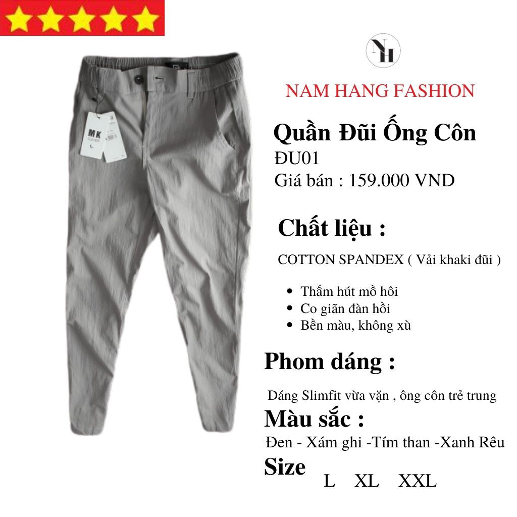 QUẦN ĐŨI NAM SLIM ỐNG XUÔNG, CHẤT MÁT MỀM NHẸ DÁNG THANH NIÊN