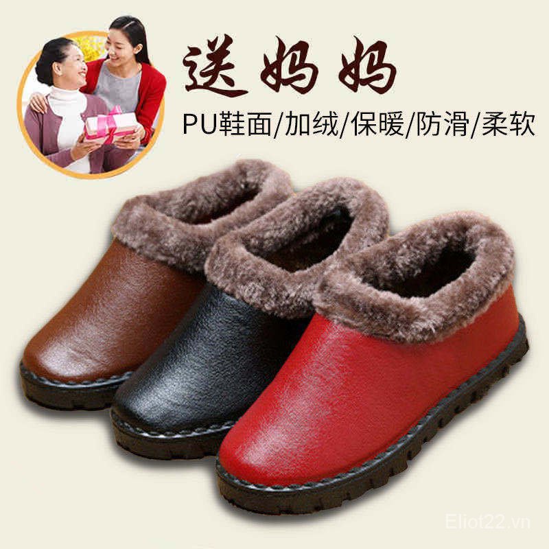 Giày đế xuồng chống trượt chống thấm nước giữ ấm mùa đông phong cách Bắc Kinh cổ điển dành cho nữ trung niên và người lớn tuổi