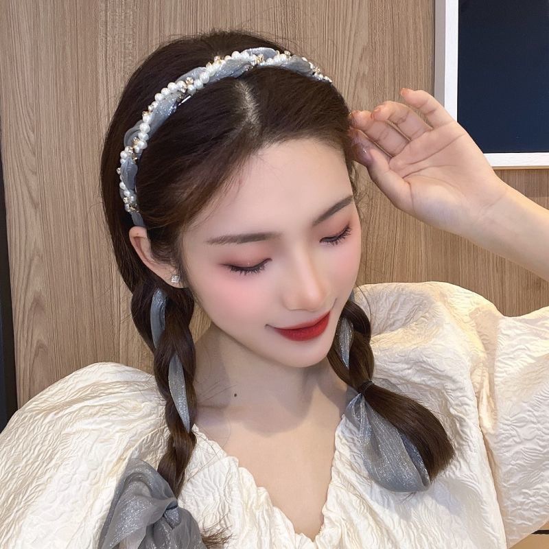 Bờm băng đô cài tóc kiểu mới bờm dây buộc bện tóc vải voan xinh xắn nhẹ nhàng phong cách Hàn Quốc