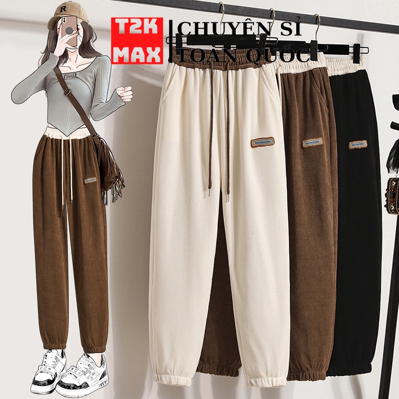 Quần jogger nữ ống rộng chất vải tổ ong dây rút bo gấu thể thao phong cách hàn quốc Ulzzang - T2K Max