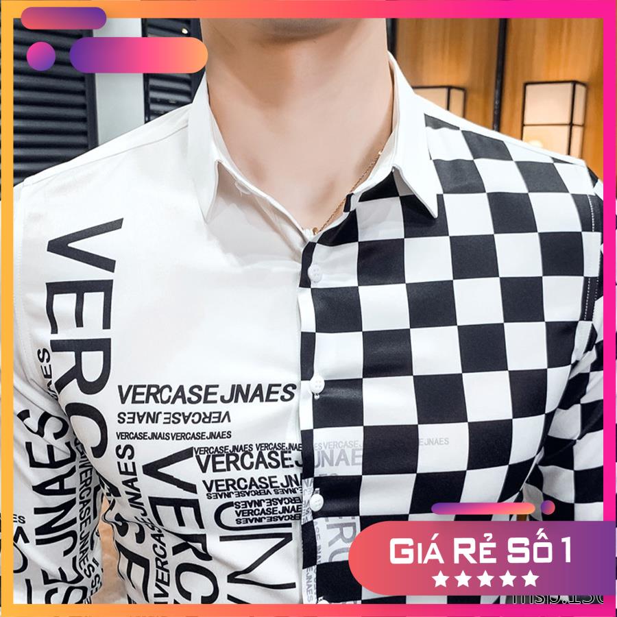 Áo sơ mi phối caro đen trắng Vercase TSM mã 136 | BigBuy360 - bigbuy360.vn