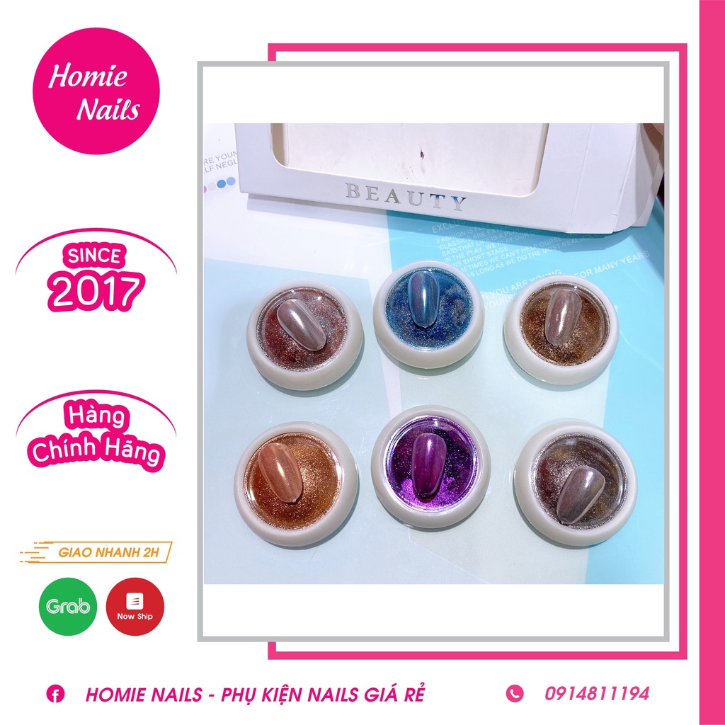 Set bột tráng gương làm nail, set 6 màu