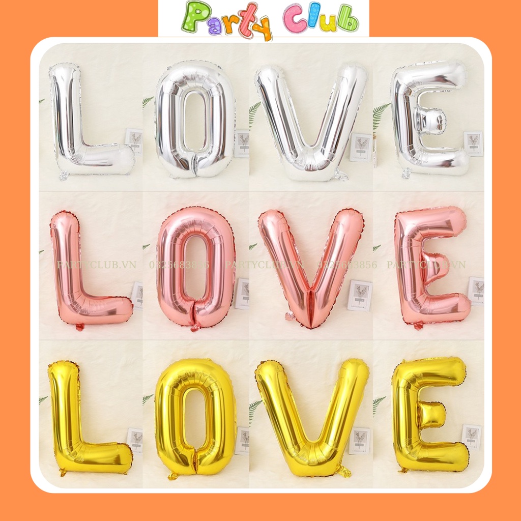 Bóng chữ LOVE size lớn 70cm trang trí tiêc cưới, tiệc sinh nhật