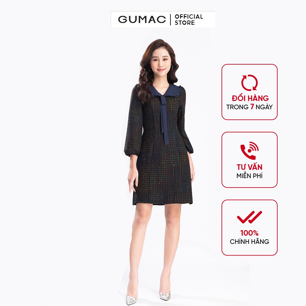 Đầm suông nữ cổ tim sen GUMAC DB1228