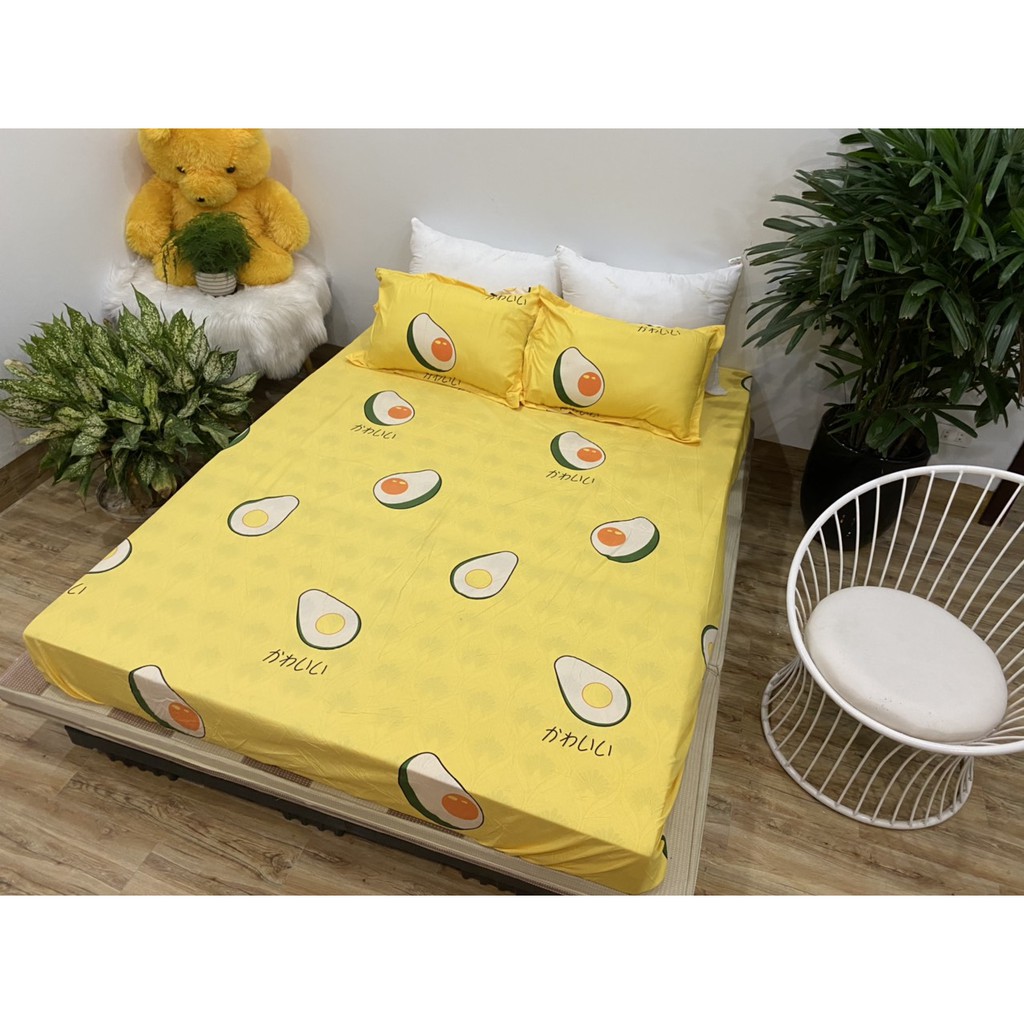 Bộ ga gối 1m6x2m cotton poly,mẫu mới hot 2020,chát chọn mẫu,bơ vàng