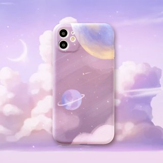 Ốp Điện Thoại Hình Bầu Trời Đầy Sao Màu Tím Cho Iphone 11 Pro Se2 Xs Max Xr I8 I7 Plus Mobile