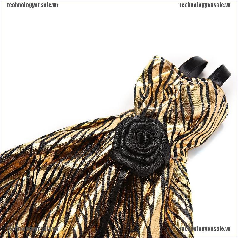 [😎😎Tech] 1 Pcs Stripe Golden Luxury Grown Widding Dress for Barbies with Shawl [VN]