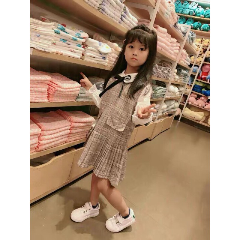 Váy đầm kẻ caro cho bé gái