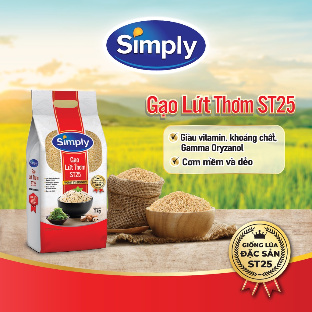 [GRO GIFT] Gạo Lứt Thơm Simply ST25 1Kg