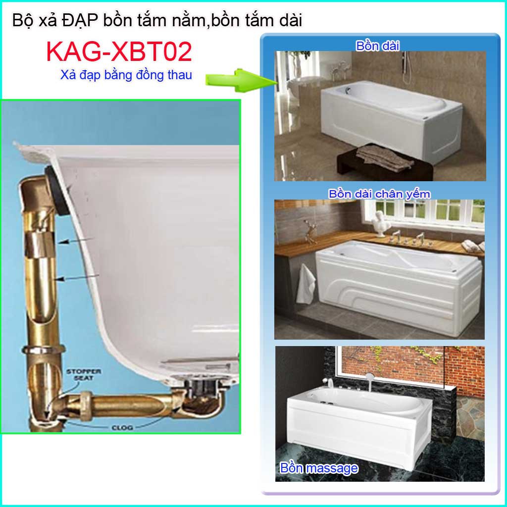 Xả đạp bồn tắm bằng đồng thau KAG-XBT02, Bộ xả dùng cho bồn tắm nằm , xả đạp chân bồn tắm siêu bền sử dụng tốt