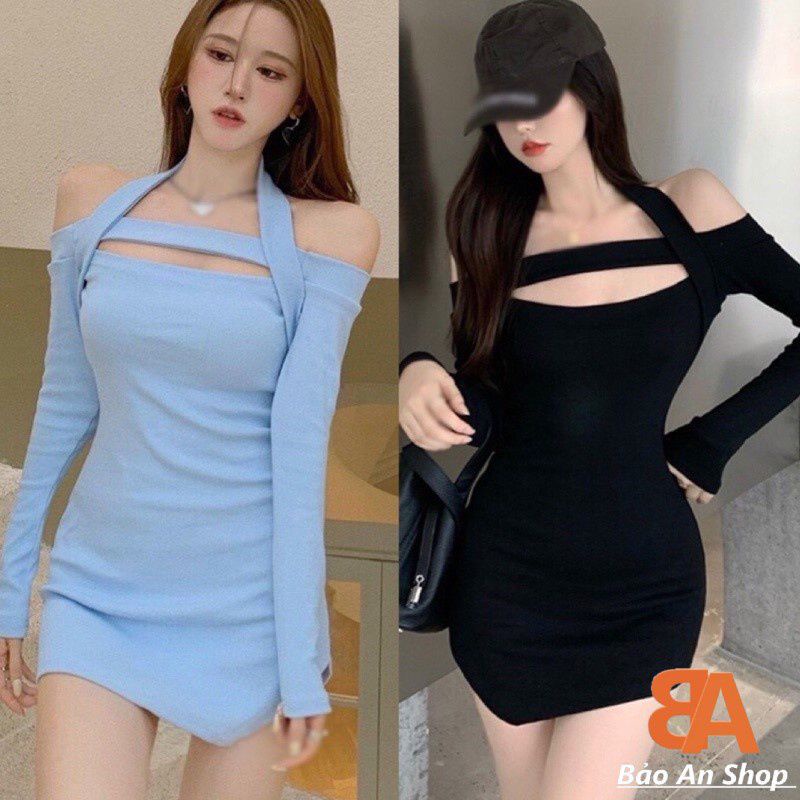 Đầm body cutout vạt xéo có bigsize
