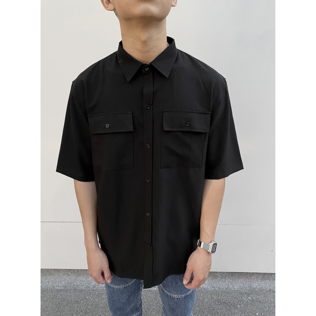 ÁO SƠ MI túi hộp CHUOT TRANG KKL /đen | BigBuy360 - bigbuy360.vn