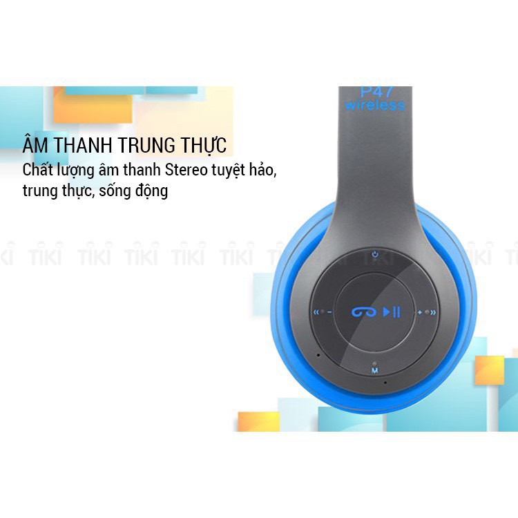 [BH 1 ĐỔI 1 6 THÁNG] TAI NGHE BLUETOOTH CHỤP TAI P47 Có Thể Gập Lại Có Micro Hỗ Trợ Thẻ Nhớ