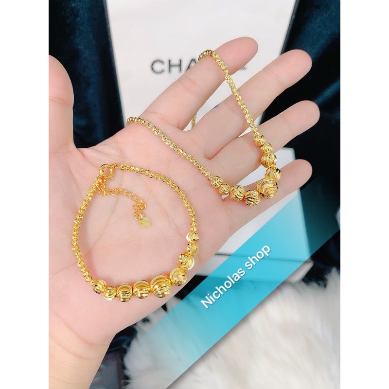 Sét dây chuyền + lắc tay bi mạ vàng