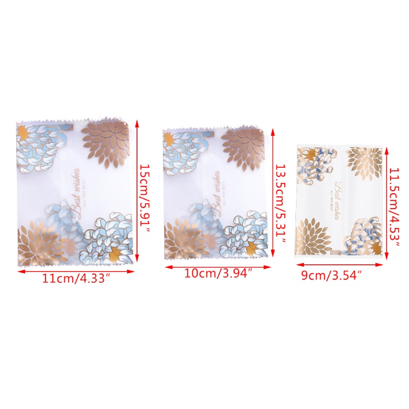 Set 100 túi nhựa đóng gói bánh trung thu đa dụng họa tiết hoa cúc