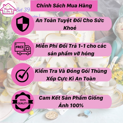 Bộ Bát Đĩa  Hình Quả Dứa Chén Dĩa Dễ Thương Bát Ăn Cơm Đĩa Tô Sứ Decor Cute Đẹp Cao Cấp