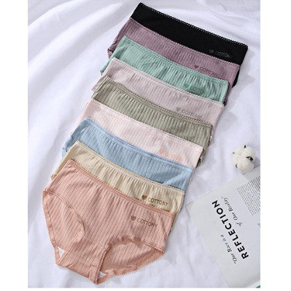 Quần lót nữ cotton gân tăm COTTONY kháng khuẩn thun lạnh dễ thương sexxy gợi cảm (7 màu) | BigBuy360 - bigbuy360.vn