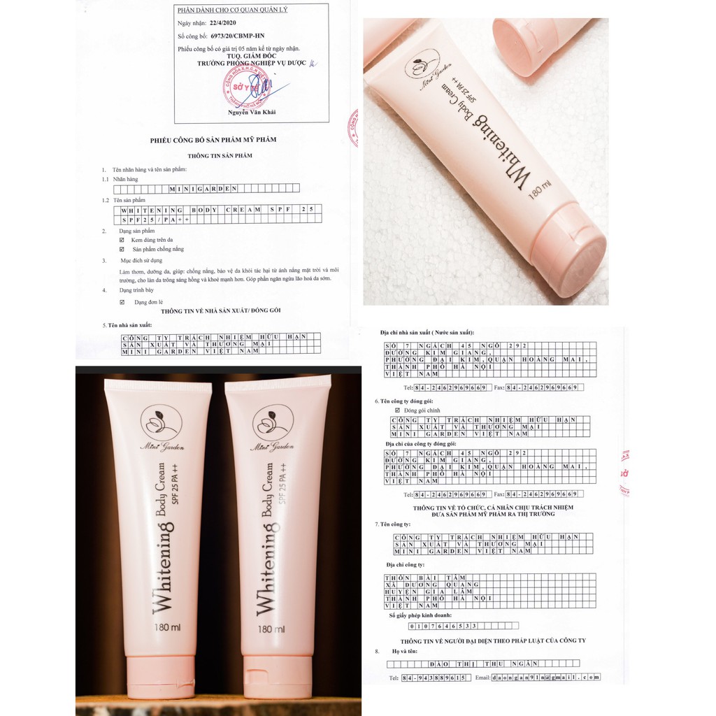 Kem Whitening Body Men Bia Cream SPF 25 PA ++🎊FREESHIP🎊 Dưỡng Làn Da Sáng Hồng Bật Tone