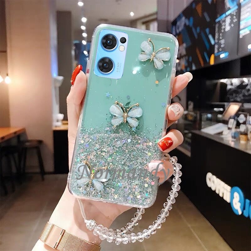 Ốp Điện Thoại Silica Gel Mềm Trong Suốt Hình Bướm 3D Cho OPPO Reno7 7 Pro Reno6 Z Pro 5G