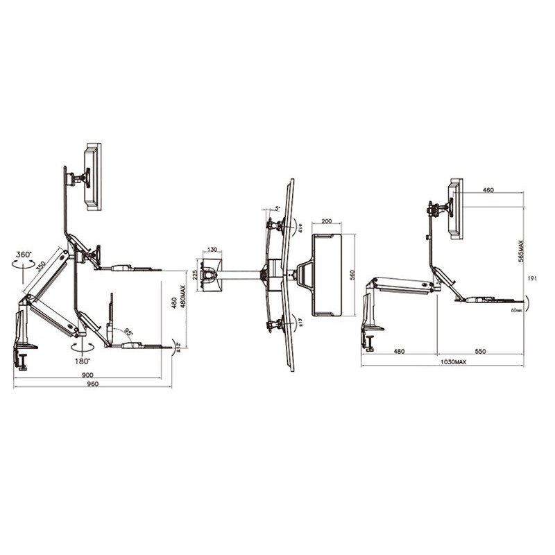 Giá đỡ 2 màn hình máy tính 19-24inch kết hợp khay để bàn phím FC24-2A có thể đứng hoặc ngồi để làm việc rất tiện lợi - h