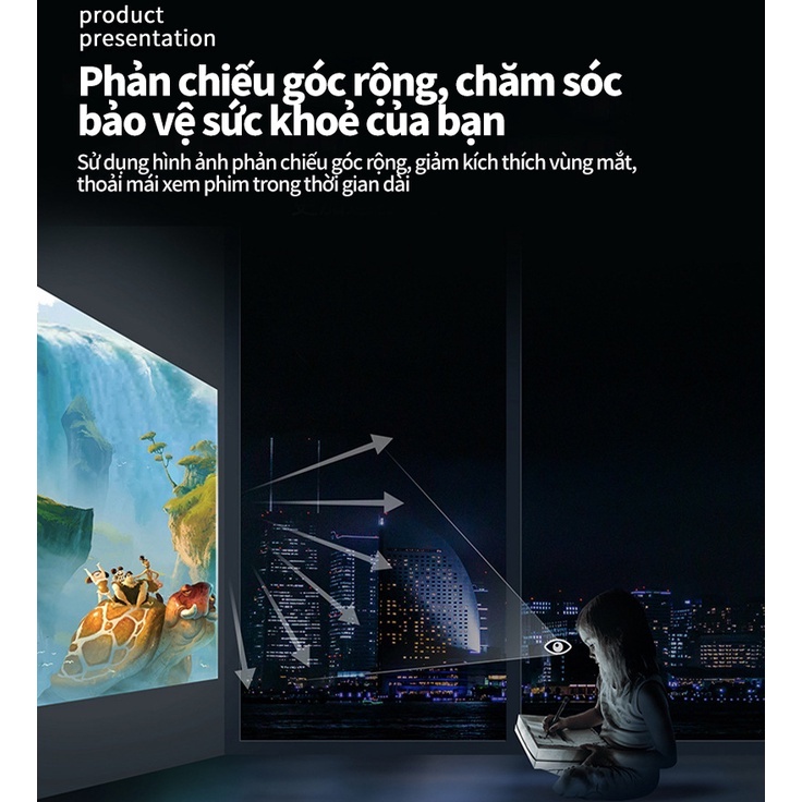 Máy chiếu mini  Smart Android ,Màn hình chiếu 60-120 inch+Kết nối điện thoại + Hỗ trợ 1080P HD+Khe cắm thẻ TF- BH