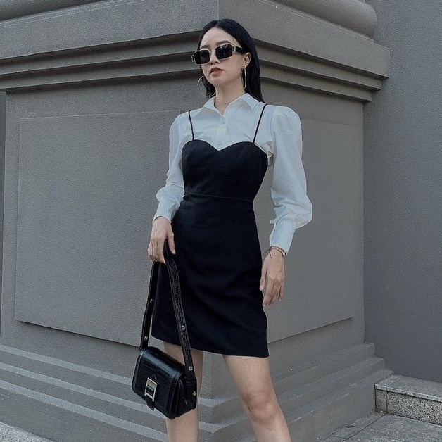 25 STUDIO Áo sơ mi vai phồng trơn tay dài Dahlia Top