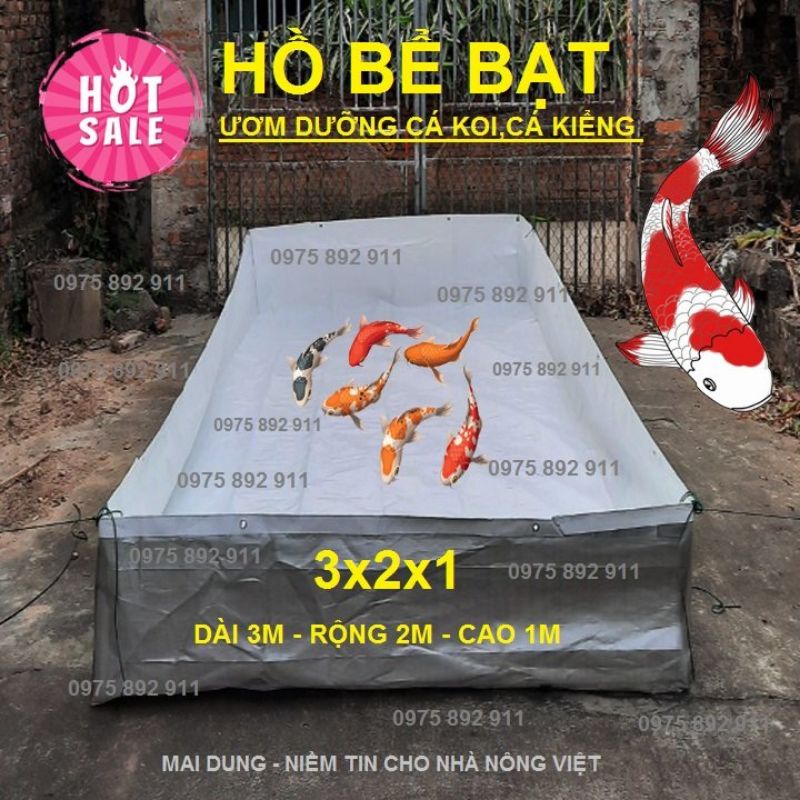 Bể bạt nuôi cá kiểng, cá koi, ốc , ếch lươn 3x2x1