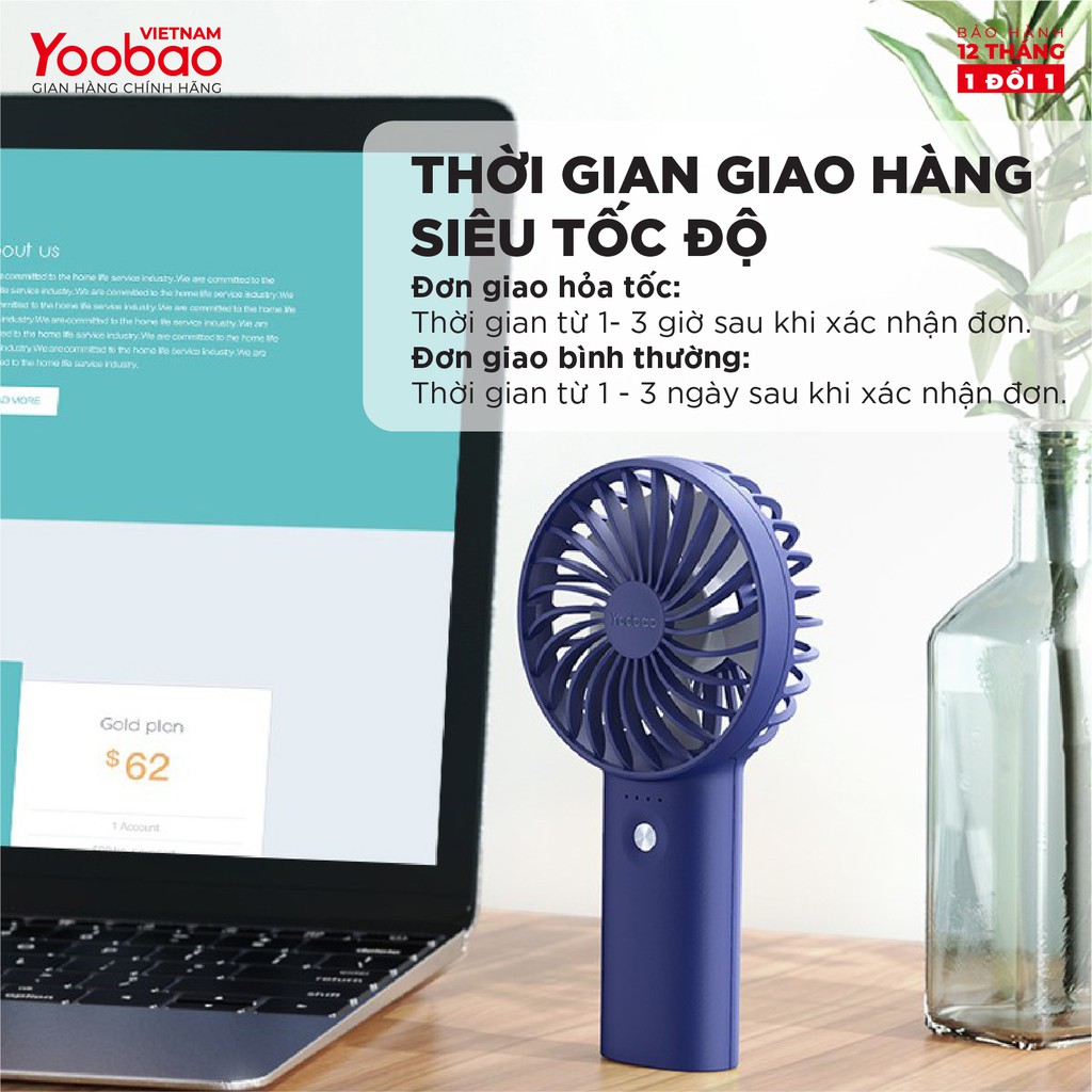 Quạt sạc mini để bàn làm việc YOOBAO F3 6000/3000mAh - có thể chạy 32 giờ - Hàng chính hãng Bảo hành 12 tháng 1 đổi 1 | WebRaoVat - webraovat.net.vn
