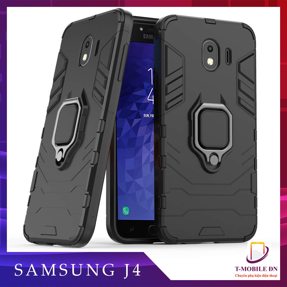Ốp lưng Samsung J4 2018 iron man chống sốc kèm nhẫn iring chống xem video bảo vệ camera