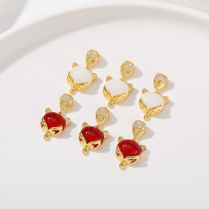 Mặt Dây Chuyền / Bông Tai Handmade diy Bằng Đồng Mạ Vàng 18K Hình Cáo Nhiều Màu Sắc