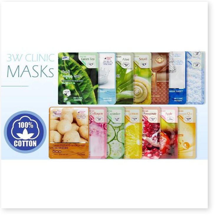 [Mã giảm giá] Mặt nạ dưỡng da chống lão hóa chiết xuất nhau thai cừu 3W Clinic Fresh Placenta Mask Sheet