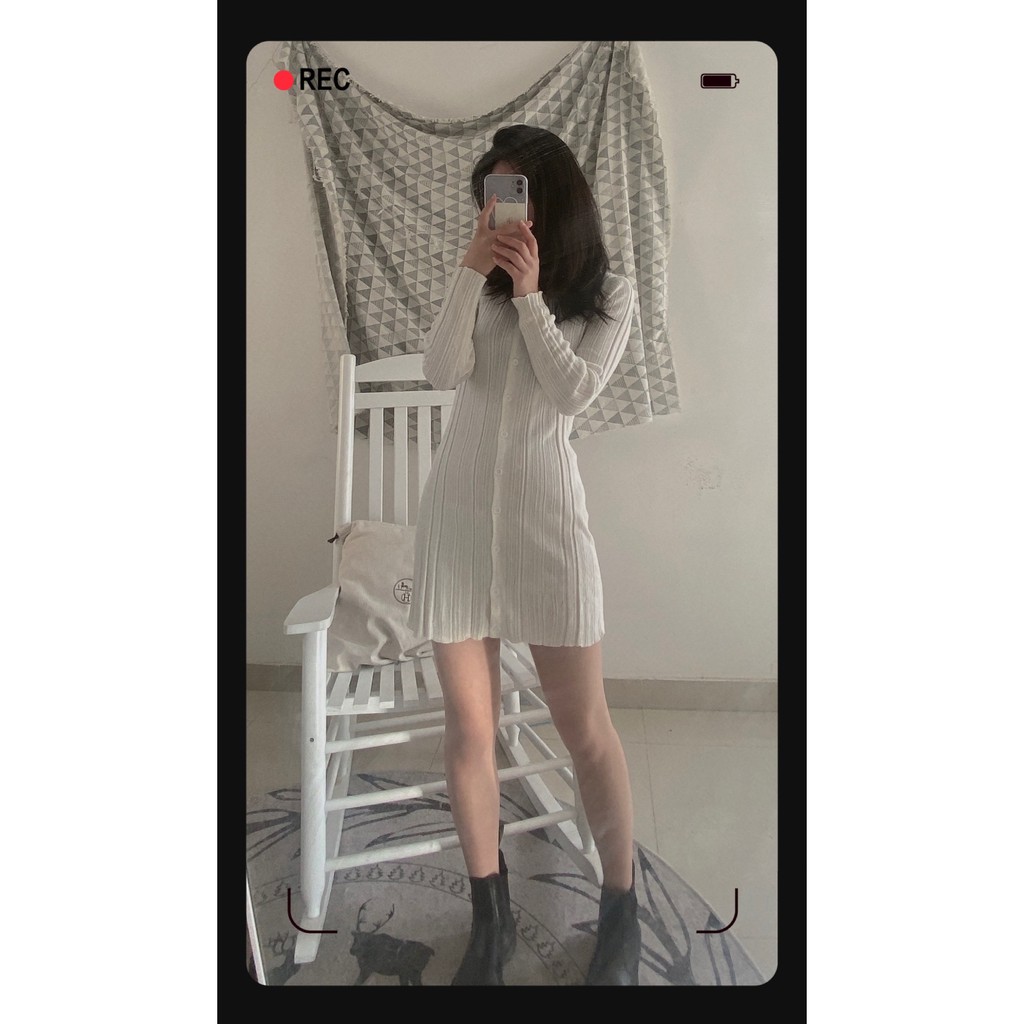 ( SẴN ) Váy len dáng suông màu trắng đơn giản AK1191 ảnh thật ở cuối | BigBuy360 - bigbuy360.vn