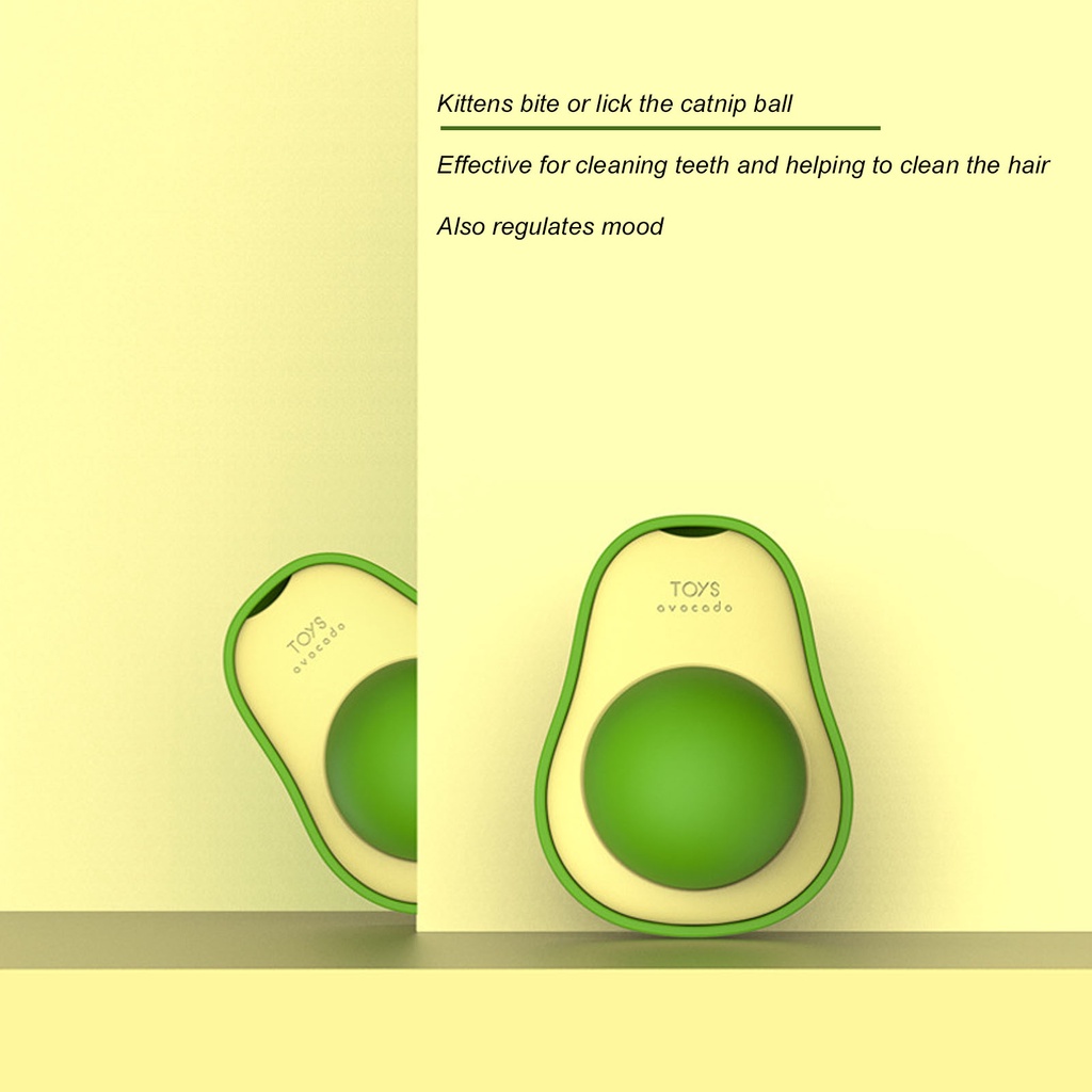 Hàng HOT Bóng đồ chơi gắn tường đựng cỏ bạc hà cho mèo mài răng sáng tạo làm sạch răng xoay Hình dạng quả bơ 【Tennessee052】
