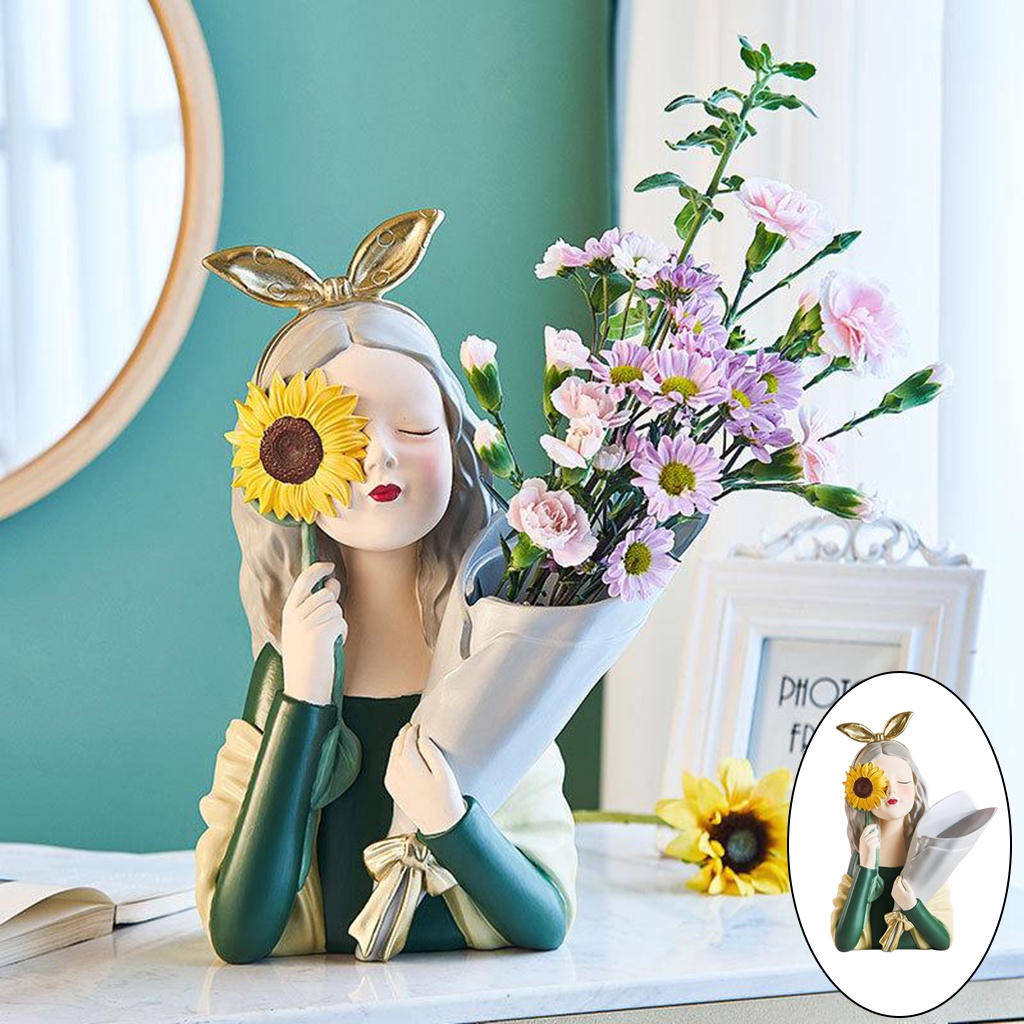 Bình cắm hoa hình cô gái để bàn trang trí nội thất nhà